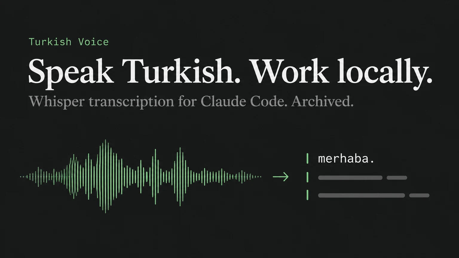 Turkish Voice: Speak Turkish. Work locally.